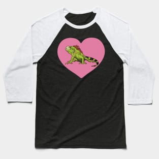 Iguana Heart for Iguana Lovers, Pink Baseball T-Shirt